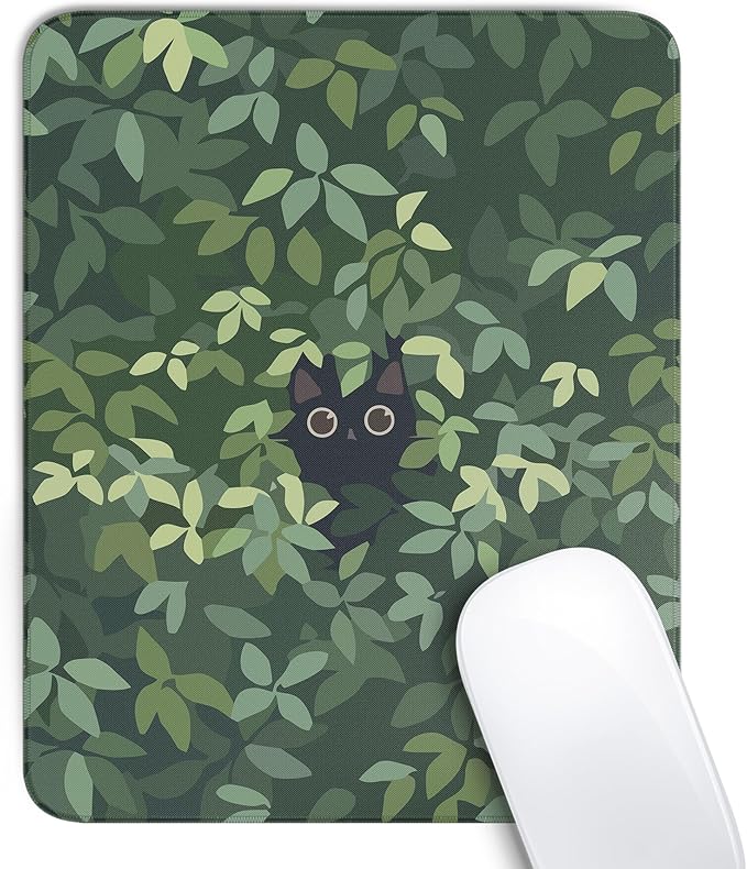 Anime Black Cat Square Mouse Pad,Cute Cat Mouse Pads for Wireless Mouse Desk Accessories,10"X8"Travel Mousepad with Non-Slip Rubber Base, Stitched Edge Mouse Pads for Desk,Computers,Laptop,Office Home