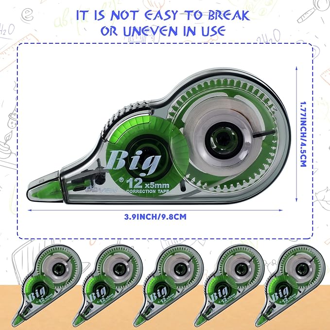 Yexiya 36 Pieces Correction Tapes Original Correction Wide Eraser Applicator Easy to Use Applicator Translucent Tapes Shows for Office Note Journal Scrapbooking, 0.2 Inch x 39.4 Feet