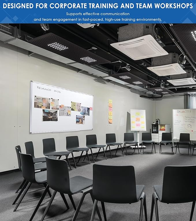 SWANCROWN Large Magnetic White Board 72 x 40 Inches with Thick Aluminum Frame, Large Dry Erase Board for Wall, with Magnetic Pen Holder & Long Marker Tray for Conference Room