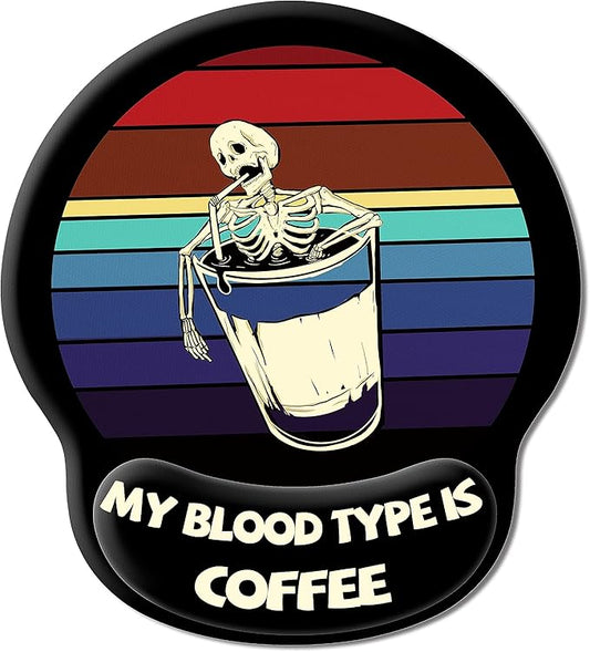 Upgrade Mouse Pad with Wrist Rest, Gothic Skull Skeleton Ergonomic Gaming Gel Mouse Pad with Wrist Support, Computer Mousepad for Desk Home Office Laptop, Pain Relief, Non-Slip PU Base