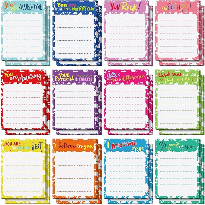 Yinder 24 Pcs Inspirational Sticky Notes Christmas Appreciation Sticky Notes Motivational Funny Memo Pads Positive Note 3 x 4 Medical Assistant Gift for Women Office(Classic,Appreciation)