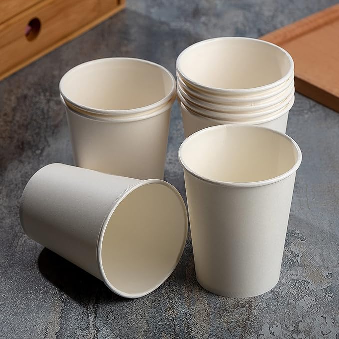 YEEHAW 8 oz 300 Pack Disposable Paper Coffee Cups, White Hot Cups for Hot Beverage Drinkings, Ideal for Cafes, Bistros, Businesses and Family