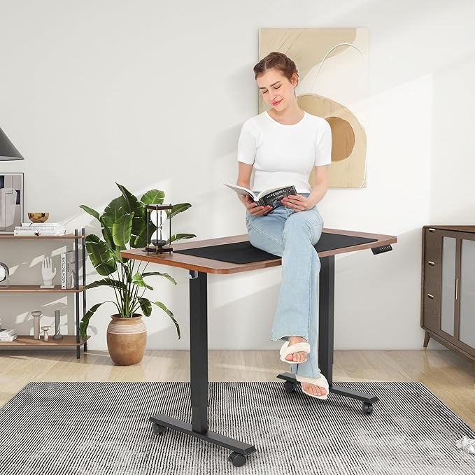 farexon Electric Standing Desk Adjustable Height, 70.8 x 27.5in Sit Stand up Desk with Outlets, Mouse Pad, 3 USB Ports & 3 Power Outlets, Casters, Hooks,4 Memory Preset Heights Home Office, Oak Grey