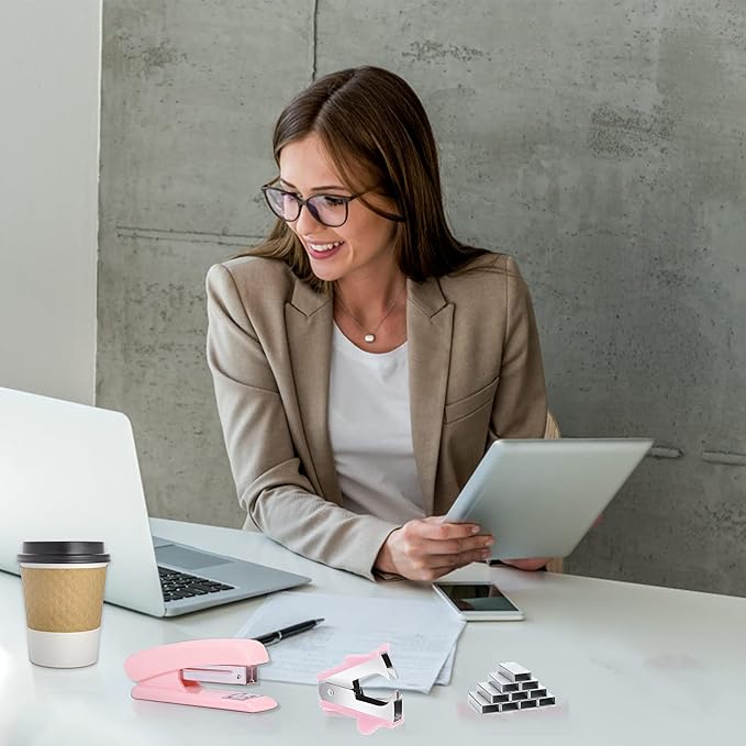 Pink Stapler, Desktop Stapler, 25 Sheet Capacity, Includes 1000 Staples and Staple Remover