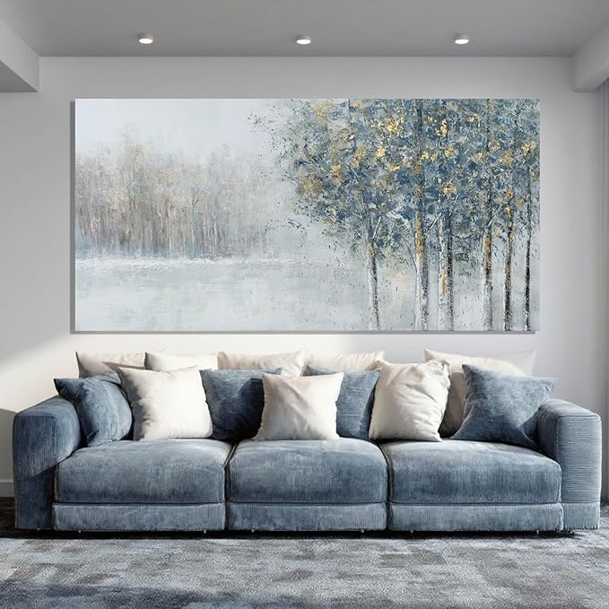 ZENPEE Blue Modern Wall Art, Nature Landscape Canvas Wall Art, Large Wall Decor for Living Room, Bedroom Decor, Wall Posters for Room, Office, 29" x 58"