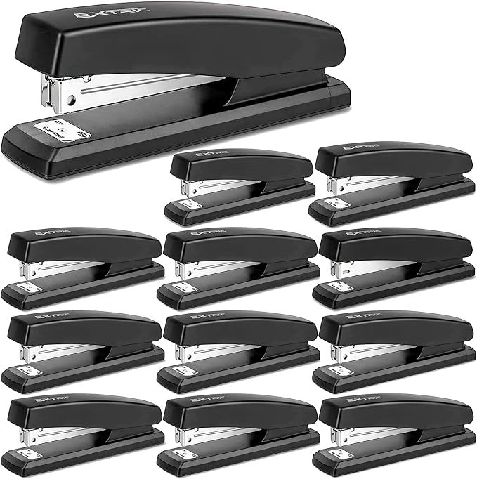 Stapler – Staplers for Desk, Black Stapler Heavy Duty 12 Pack, Staplers 25 Sheet Capacity for Office and Home
