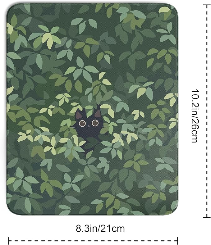 Anime Black Cat Square Mouse Pad,Cute Cat Mouse Pads for Wireless Mouse Desk Accessories,10"X8"Travel Mousepad with Non-Slip Rubber Base, Stitched Edge Mouse Pads for Desk,Computers,Laptop,Office Home