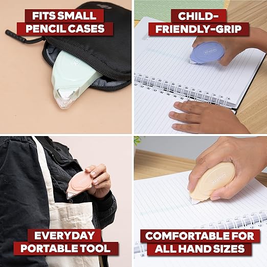 XFasten Glue Tape Roller for Scrapbooking 4-Pack Acid-Free Multicolor Double Sided Tape Roller for Crafts, Photos, Bullet and Junk Journaling Supplies - Scrapbook Adhesive Runner (0.3 in x 30 ft)