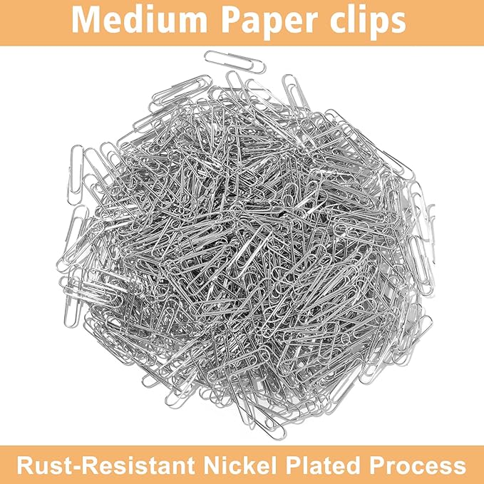 Medium Paper Clips,Paper Clip Medium Size,700 Pcs Clips Office Supplies for Paperwork Ideal for Home, School and Teacher Supplies.