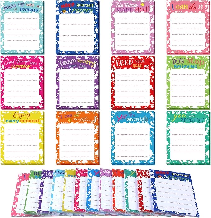 Yinder 24 Pcs Inspirational Sticky Notes Christmas Appreciation Sticky Notes Motivational Funny Memo Pads Positive Note 3 x 4 Medical Assistant Gift for Women Office(Colorful,Inspirational)