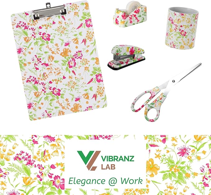 VIBRANZ-LAB Cute Heavy Duty Stapler for Home Office Supplies Standard Pretty Floral Staplers for Desk Cute Office Products Small Hand Stapler Desktop Stapler School Crafting Supplies Mini Stapler