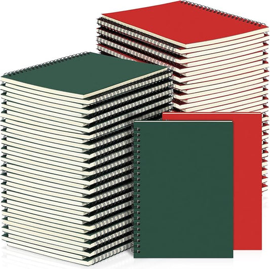 Yahenda Spiral Notebook Bulk A5 Journal Lined 8.3'' x 5.5'' Writing Composition Paper Small Notepad Subject Notebook for Students Office Business Back to School Supplies(Deep Green,Red,18 Pcs)