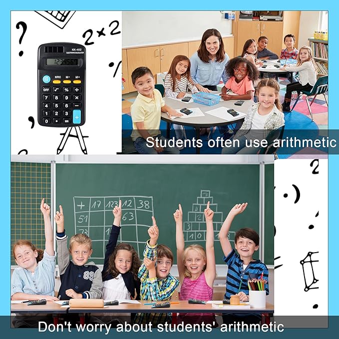 12 Pieces Pocket Size Mini Calculators Handheld Angled 8-Digit Display Calculators Basic Standard Small Accounting Desktop Supplies for Office School and Home