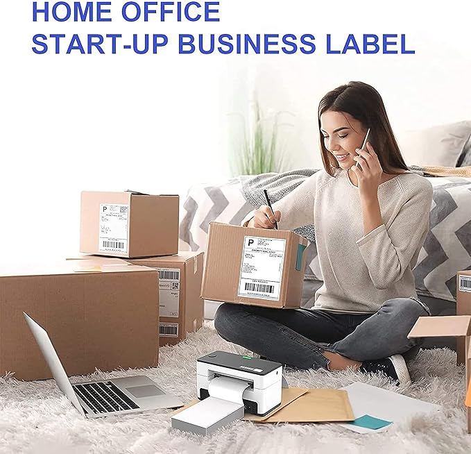 RyhamPaper 4" x 6" Fanfold Direct Thermal Labels - White Shipping Mailing Postage Labels, Perforated, Permanent Adhesive(20 Stacks - 20000 Labels)