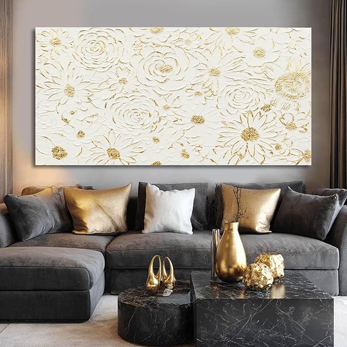 YJYart Line Canvas Wall Art Flower Wall Decor Modern Paintings 29"x58" Wall Decorations for Living Room Large Artwork for Kitchen