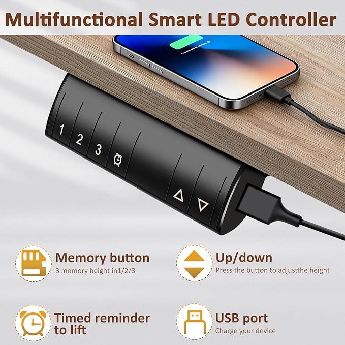 farexon Electric Standing Desk Adjustable Height, 70.8 x 27.5in Sit Stand up Desk with Outlets, Mouse Pad, 3 USB Ports & 3 Power Outlets, Casters, Hooks,4 Memory Preset Heights Home Office, Oak Grey