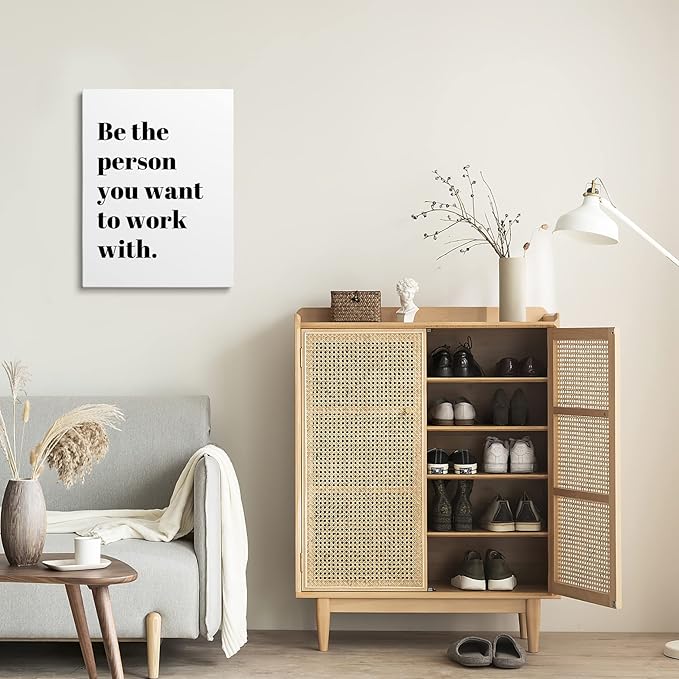 XWELLDAN Be The Person You Want to Work With Inspirational Quote Wall Art Canvas Prints,Team Work Motivational Quotes Wall Art Decor for Home Office Workplace, 11 x 14 Inch, Framed
