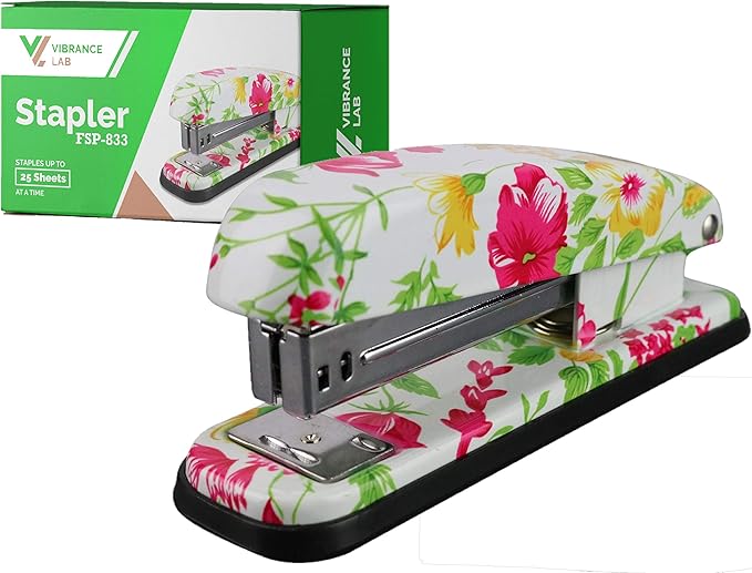 VIBRANZ-LAB Cute Heavy Duty Stapler for Home Office Supplies Standard Pretty Floral Staplers for Desk Cute Office Products Small Hand Stapler Desktop Stapler School Crafting Supplies Mini Stapler