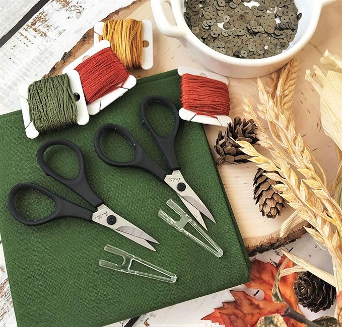 Beaditive Lightweight Sewing and Embroidery Scissors Set (2 PC) | Sewing, Embroidery, Paper Cutting, Crafting | Stainless Steel | Protective Cover (3.5 in)