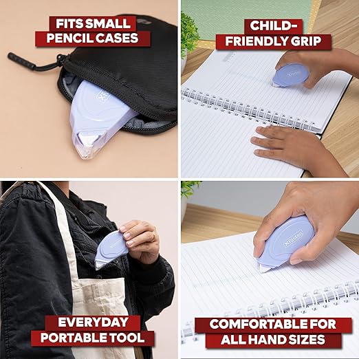 XFasten Glue Tape Roller for Scrapbooking 4-Pack Acid-Free Pastel Blue Double Sided Tape Roller for Crafts, Photos, Bullet and Junk Journaling Supplies - Scrapbook Adhesive Runner (0.3 in x 30 ft)