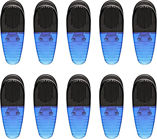 10 Magnetic Memo Holders Set - Large Clip, Plastic - TBlue