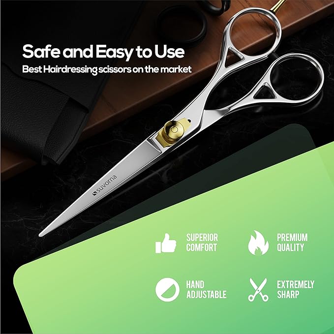 Suvorna 6" Hair Scissors Professional - Hair Shears for Women & Men - Extremely Sharp Hair Cutting Scissors to Cut Hair - Right Hand Barber Shears for Hair Cutting for Hairdressers and Professionals