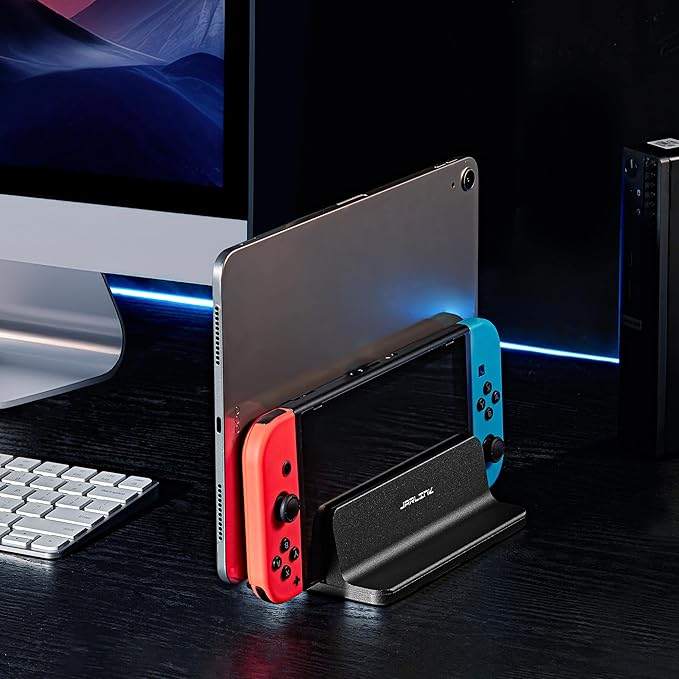 JARLINK Vertical Laptop Stand, Aluminum Laptop Holder Desktop Stand with Adjustable Dock Size (up to 17.3 inches) Compatible with All MacBook/Surface/Dell/Gaming Laptops (Black)