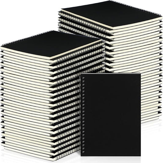 Yahenda Spiral Notebook Bulk A5 Journal Lined 8.3'' x 5.5'' Writing Composition Paper Small Notepad Subject Notebook for Students Office Business Back to School Supplies(Black,54 Pcs)