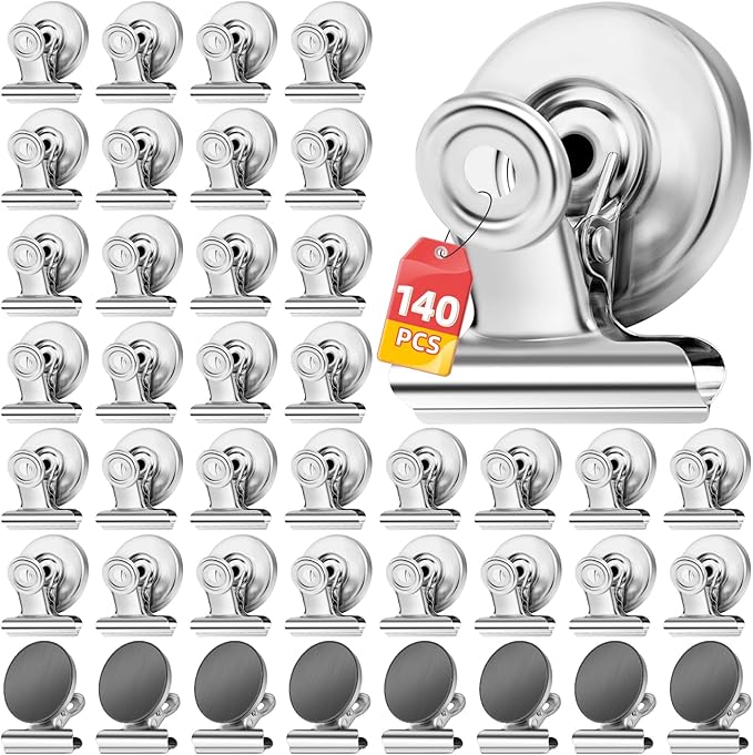 VNDUEEY 140 Pack Strong Magnetic Clips Refrigerator Magnets, Fridge Magnets Whiteboard Magnet, Magnet Clips for Teaching, Home, School, Office,