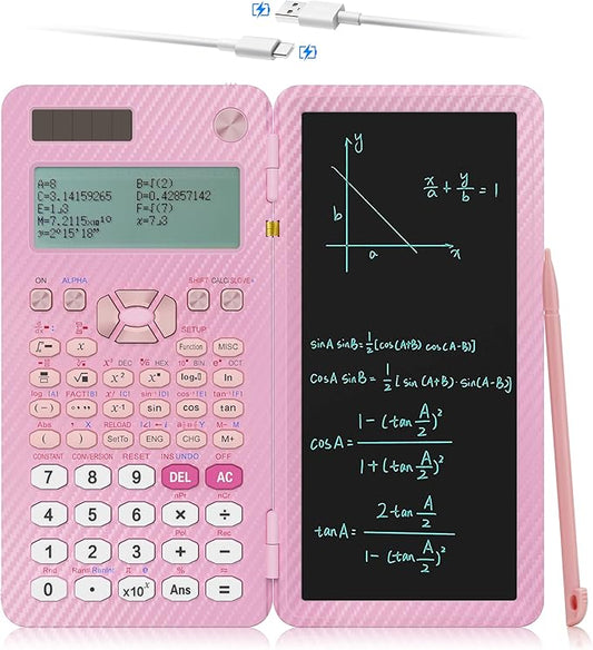 Scientific Calculators for College Students, IPepul Pink Desktop Math Solar Calculator with Notepad,991EX Type-C Rechargeable 552 Functions, School Supplies for Middle High School and Students(Pink)