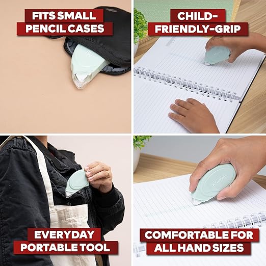 XFasten Glue Tape Roller for Scrapbooking 4-Pack Acid-Free Pastel Green Double Sided Tape Roller for Crafts, Photos, Bullet and Junk Journaling Supplies - Scrapbook Adhesive Runner (0.3 in x 30 ft)