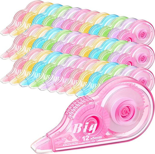 Yexiya 36 Pcs Correction Tape, Colorful Original Correction Tape White Wide Tape Wipe out Easy to Use Cute correction Roller for School Home Office Supplies,0.2 Inch x 39.4 Feet (Rainbow Color)