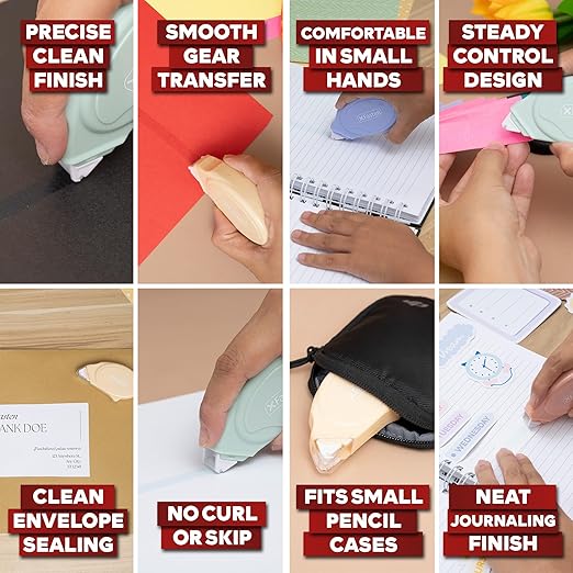 XFasten Glue Tape Roller for Scrapbooking 4-Pack Acid-Free Multicolor Double Sided Tape Roller for Crafts, Photos, Bullet and Junk Journaling Supplies - Scrapbook Adhesive Runner (0.3 in x 30 ft)