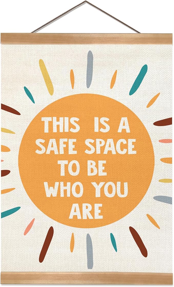 ZTGDA Mental Health Posters, This Is a Safe Space, Boho Classroom Decor, Therapy Office Counseling Office Must Haves, School Counselor Supplies, Calm Down Corner Wall Art Decor (WHO YOU ARE)