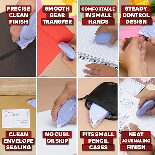 XFasten Glue Tape Roller for Scrapbooking 4-Pack Acid-Free Pastel Blue Double Sided Tape Roller for Crafts, Photos, Bullet and Junk Journaling Supplies - Scrapbook Adhesive Runner (0.3 in x 30 ft)