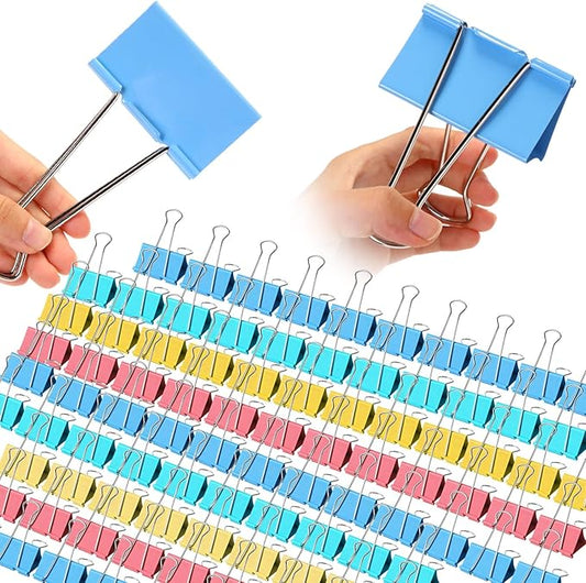 Jetec 48 Pcs 3 Inch Jumbo Binder Clips Extra Large Binder Clips Bulk Colored Big Heavy Duty Metal Giant Large Paper Clamps for Office and Home Supplies Organization Kitchen Food Bags Drawing