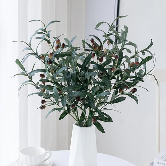 3 PCS 31.5" Artificial Olive Branch Olive Stem Artificial Branches Branchesfor Vase Tabletop Greenery Decor for Home Office Wedding Party