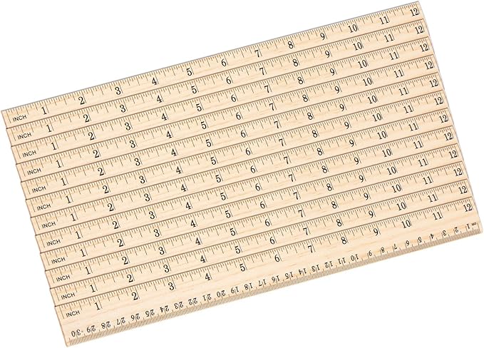 eBoot 12 Pack Wood Ruler Student Rulers Wooden School Rulers Office Ruler Measuring Ruler, 2 Scale (12 Inch and 30 cm)