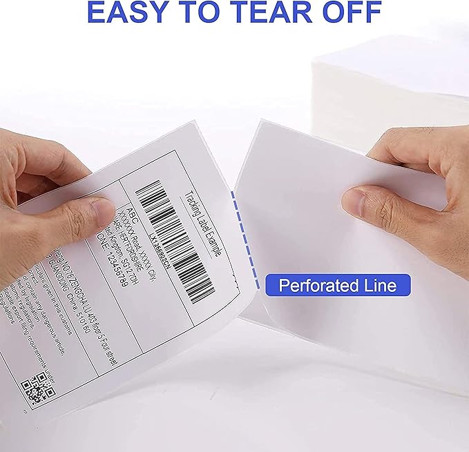 RyhamPaper 4" x 6" Fanfold Direct Thermal Labels - White Shipping Mailing Postage Labels, Perforated, Permanent Adhesive(20 Stacks - 20000 Labels)