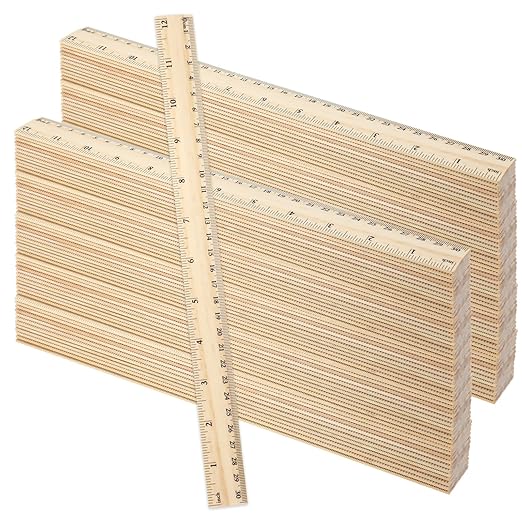 100 Pcs Wooden Ruler 12 Inch Rulers Bulk Wood Measuring Ruler 2 Scale Rulers for Ruler with Centimeters and Inches 30 cm Drafting Tools for Home Office
