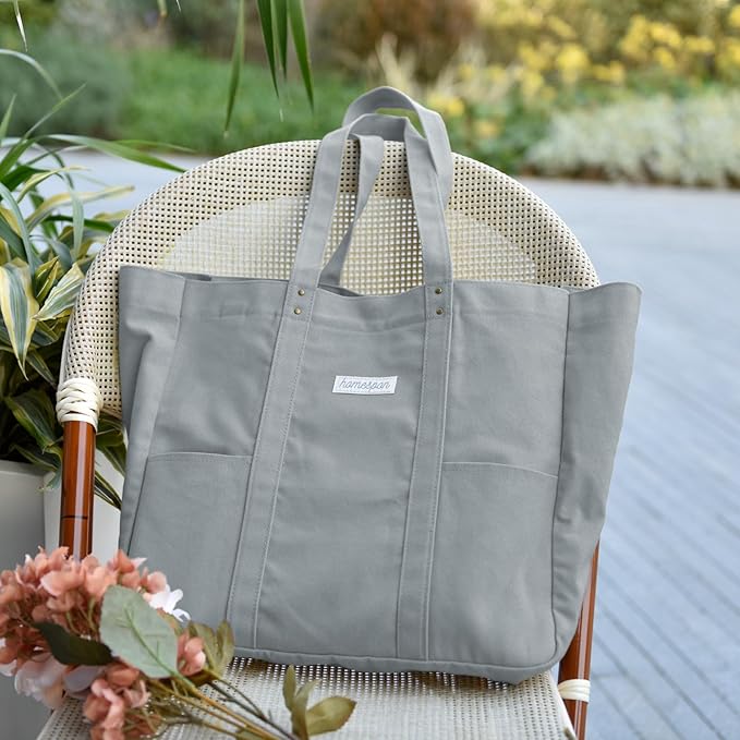 HOMESPON Large Canvas Tote Bag for Women Everything Bag with Pockets and Laptop Sleeve