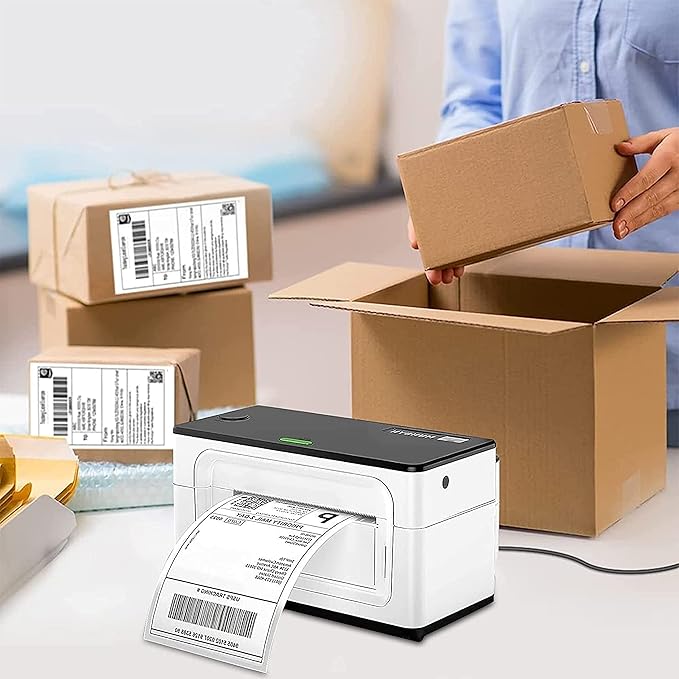 RyhamPaper 4" x 6" Fanfold Direct Thermal Labels - White Shipping Mailing Postage Labels, Perforated, Permanent Adhesive(20 Stacks - 20000 Labels)