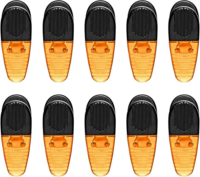 10 Magnetic Memo Holders Set - Large Clip, Plastic - TOrange