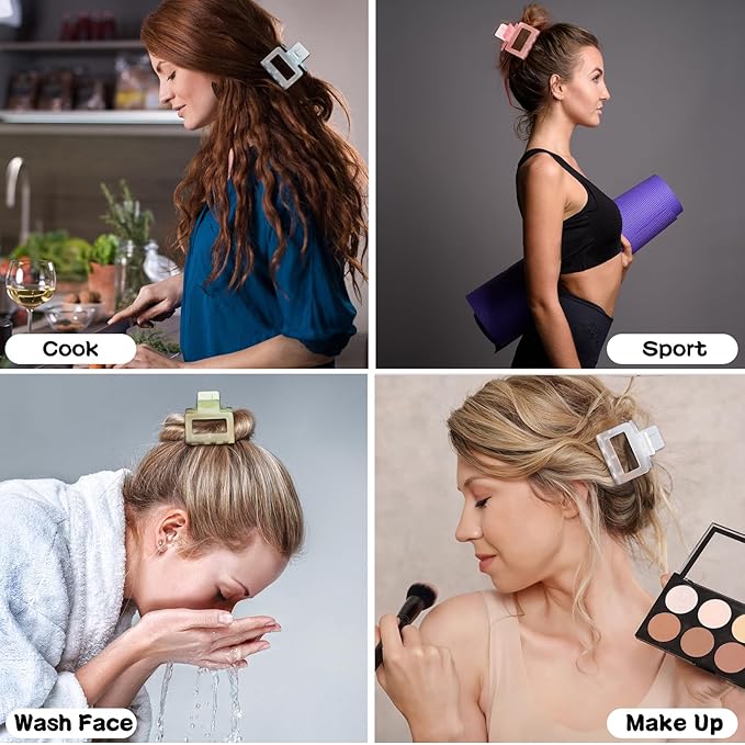 2 Inch Medium Hair Claw Clips 12 Pcs Square Hair Clips for Thin Hair Matte Nonslip Acrylic Banana Jaw Clips Bulk Hair Accessories for women and Girls- Ice Cream