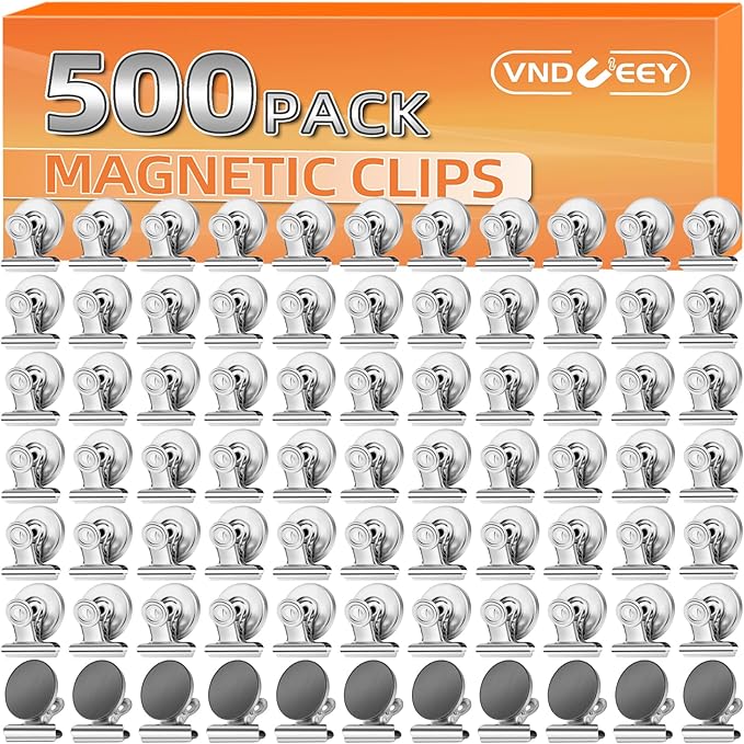 VNDUEEY 500 Pack Fridge Magnets Magnetic Clips, Whiteboard Magnets Refrigerator Magne, Magnetic Paper Clip Holder, Strong Magnet Clips for Home, Office, Teaching, School Locker