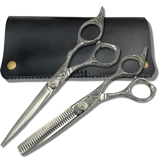 6" Hair Cutting Scissors and Thinning Shears Set for Professionals - VG10 Japanese Steel (Set of Hair Shears)