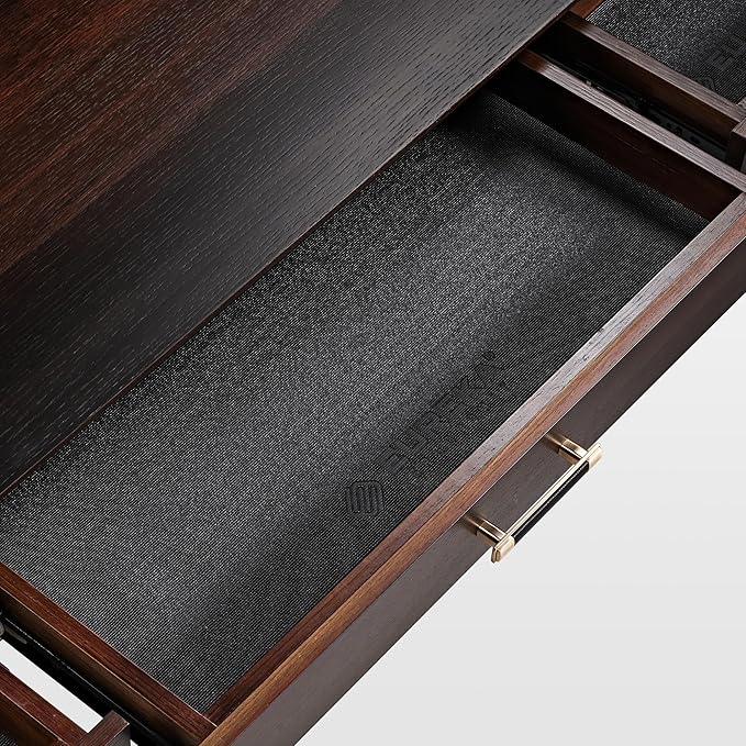 EUREKA ERGONOMIC Ark SWS Standing Desk, 63 inch Executive Desk w Drawers,Modern X-Shaped Leg Luxury Home Office Computer Desk w Monitor Stand,Colorblock Smoked Oak