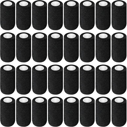 Treela 36 Pcs Self Adherent Bandage 4" X 5 Yard Wrap Breathable Cohesive Bandage Elastic Adhesive Tape for Stretch Athletic Sports Wrist Ankle(Black)