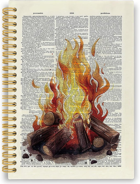 XPH Vintage Campfire Camping Spiral Notebook, Camping Lovers Gifts Journaling Notebooks for Women, Hardcover Journals for Writing 160 Pages 5.5 x 8.3 Inch, Camper Gifts for Women Men