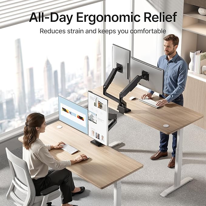 monTEK Dual Monitor Mount Monitor Arms for 2 Monitors for 17 to 35 Inch Curved Screen Holds 35 Lbs Adjustable Heavy Duty Monitor Desk Mount Cable Management, VESA 75/100mm,MA1007BK-D